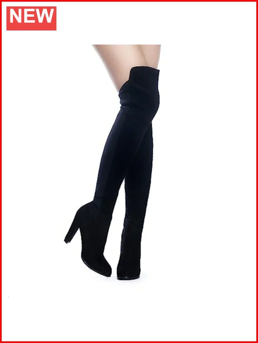 Faux Suede Chunky Heel Over The Knee Thigh High Boots